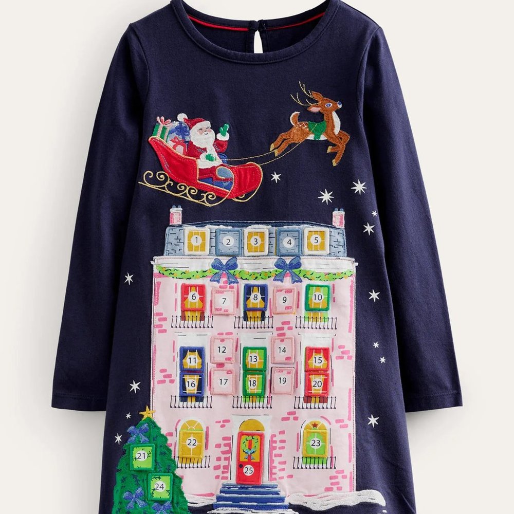 NWT Mini Boden Advent Calendar Appliqué Dress